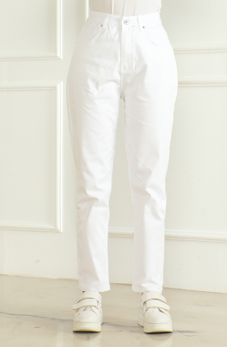 Momjean Salaş Kot Pantolon 5304-02 Beyaz