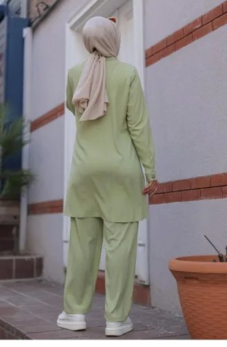 Cep Detaylı Tesettür Mint Takım