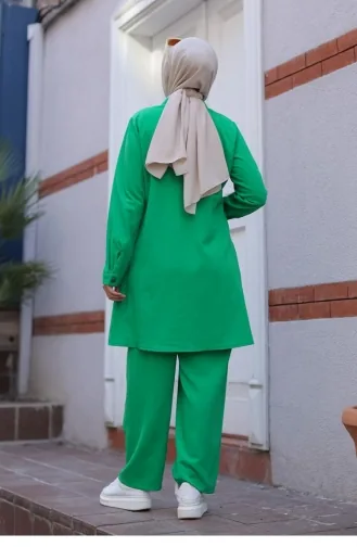 Cep Detaylı Tesettür Zümrüt Takım