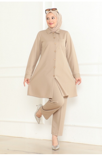 Costume Double Détail Poches 1083-01 Beige 1083-01