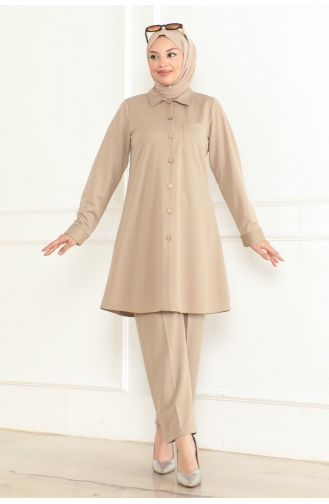 Costume Double Détail Poches 1083-01 Beige 1083-01