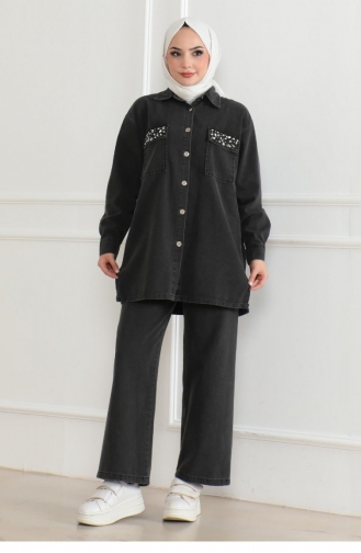 Gedetailleerd Denim Pak Met Knopen Gerookt 19285 15315