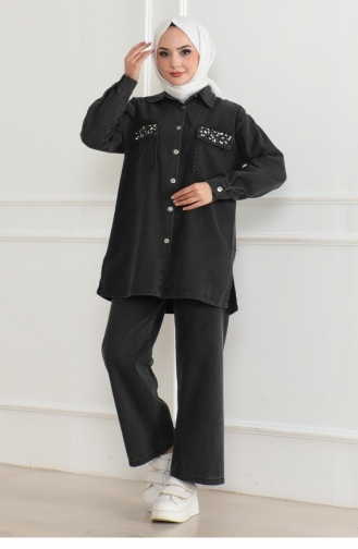 Gedetailleerd Denim Pak Met Knopen Gerookt 19285 15315