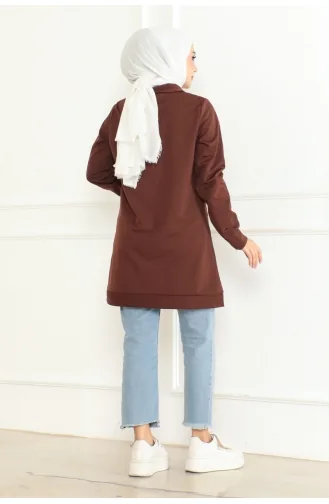 Tunique A Fermeture Détail Boucle 602-06 Marron 602-06