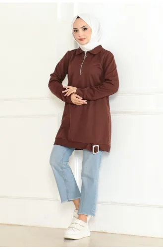 Tunique A Fermeture Détail Boucle 602-06 Marron 602-06
