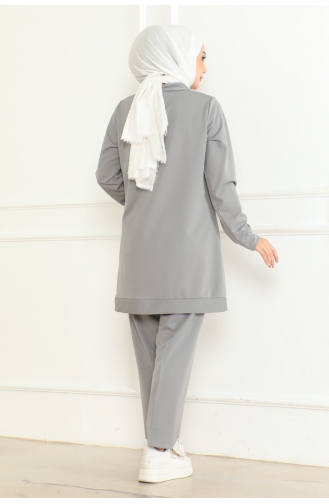 Sail Zipper Buckle Detailed Suit 109-02 Gray 109-02