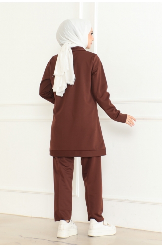 Sail Zipper Buckle Detailed Suit 109-03 Brown 109-03