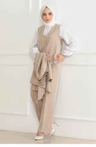Vest Drievoudig Pak Beige 19222 15318