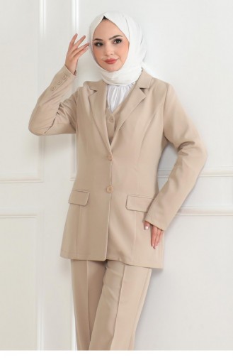 Vest Drievoudig Pak Beige 19222 15318