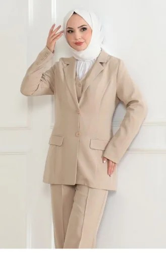 Vest Drievoudig Pak Beige 19222 15318