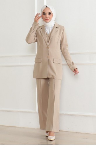 Vest Drievoudig Pak Beige 19222 15318