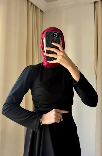 Nalan Robe Hijab En Tissu Scuba 3434-02 Noir 3434-02