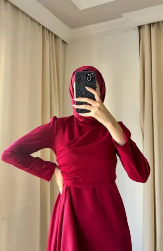 Hijab-Kleid Aus Nalan-Tauchstoff 3434-03 Weinrot 3434-03