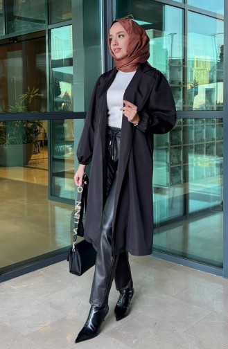Trenchcoat Mit Gürtel 4511-01 Schwarz 4511-01