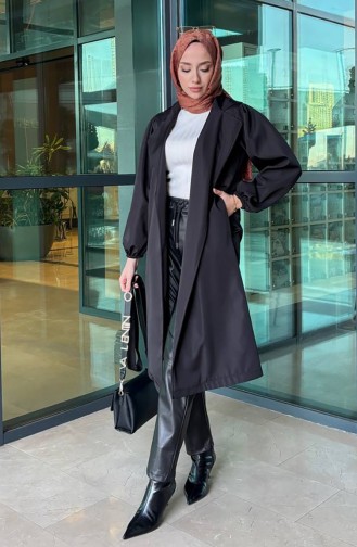 Trenchcoat Mit Gürtel 4511-01 Schwarz 4511-01