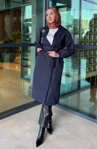 Trenchcoat Mit Gürtel 4511-02 Marineblau 4511-02