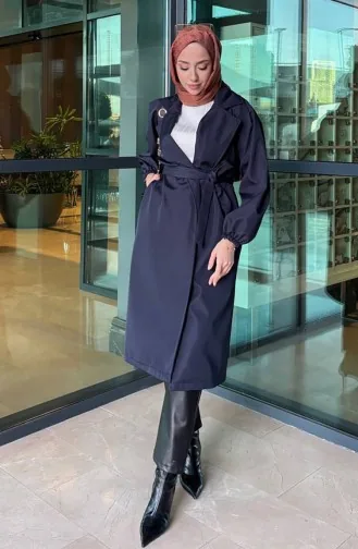 Trenchcoat Mit Gürtel 4511-02 Marineblau 4511-02
