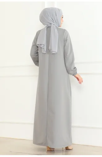 Manolya Robali Örme Double Elbise 208-02 Gri