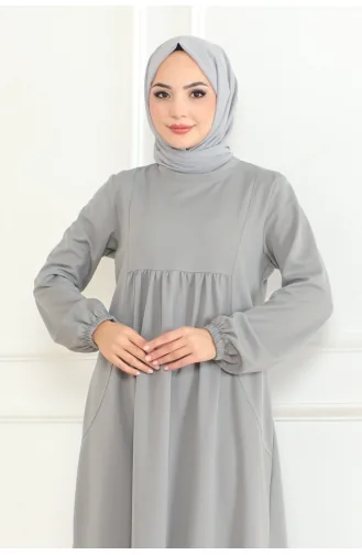 Manolya Robali Örme Double Elbise 208-02 Gri