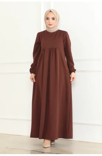 Manolya Robali Knitted Double Dress 208-03 Brown 208-03