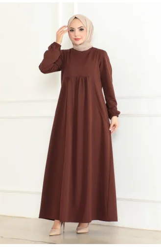 Manolya Robali Knitted Double Dress 208-03 Brown 208-03
