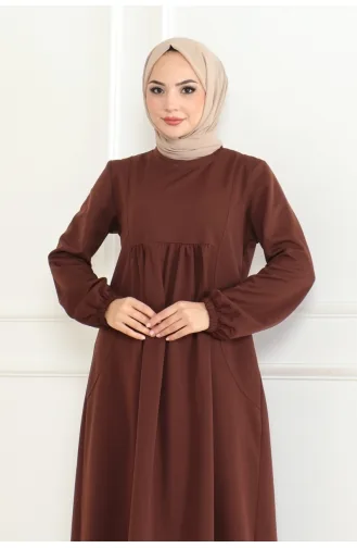Manolya Robali Knitted Double Dress 208-03 Brown 208-03