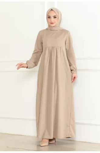 Manolya Robali Örme Double Elbise 208-05 Bej