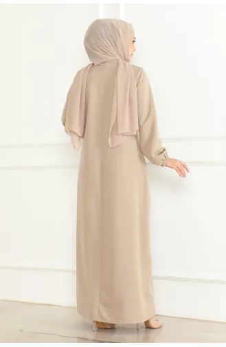 Manolya Robali Örme Double Elbise 208-05 Bej