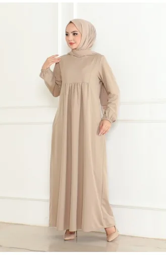 Manolya Robali Örme Double Elbise 208-05 Bej