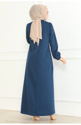 Manolya Robali Örme Double Elbise 208-06 İndigo