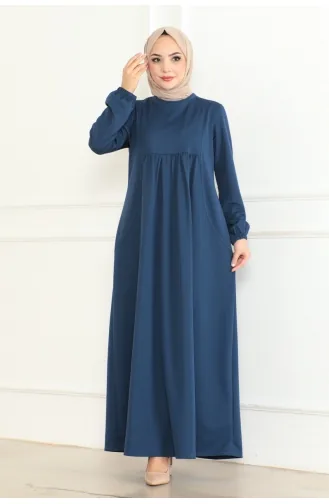 Manolya Robali Örme Double Elbise 208-06 İndigo