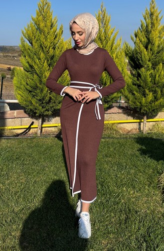 Burgu Kumaş İkili Takım 5512-03 Kahverengi