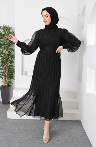 Robe De Soirée Plissée Janjan 5510-03 Noir 510-03