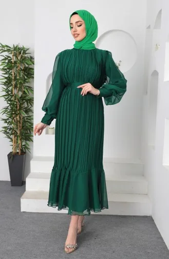 Plissiertes Janjan-Abendkleid 5510-02 Smaragdgrün 5510-02