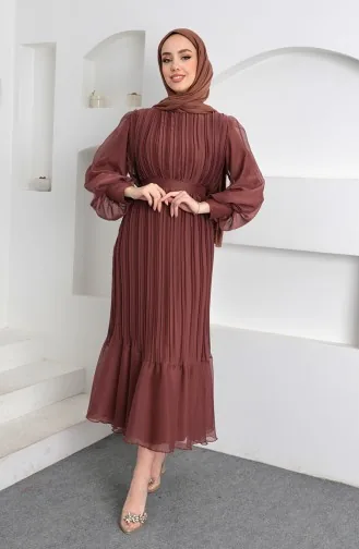 Robe De Soirée Plissée Janjan 5510-04 Cuivre 5510-04