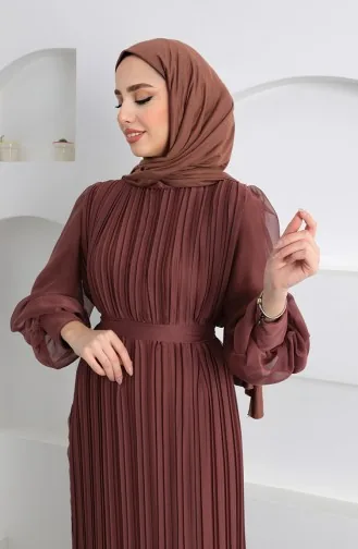 Robe De Soirée Plissée Janjan 5510-04 Cuivre 5510-04