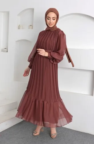 Robe De Soirée Plissée Janjan 5510-04 Cuivre 5510-04