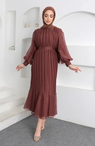 Robe De Soirée Plissée Janjan 5510-04 Cuivre 5510-04