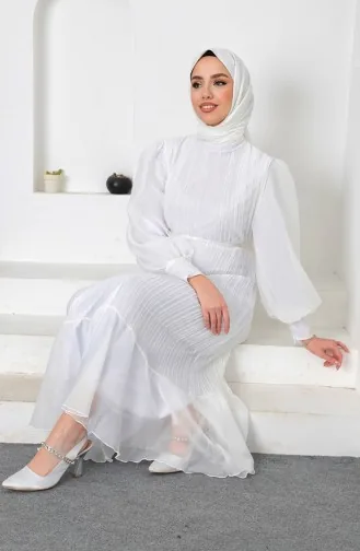 Plissiertes Janjan-Abendkleid 5510-05 Weiß 5510-05