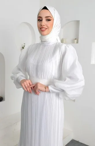 Plissiertes Janjan-Abendkleid 5510-05 Weiß 5510-05
