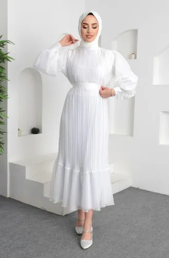 Plissiertes Janjan-Abendkleid 5510-05 Weiß 5510-05