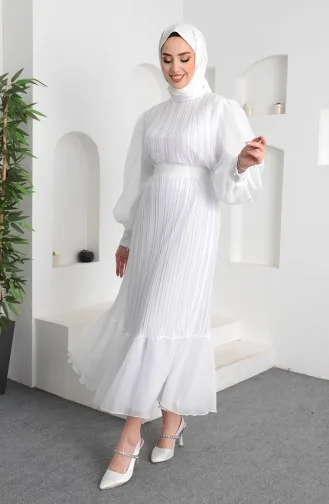 Plissiertes Janjan-Abendkleid 5510-05 Weiß 5510-05