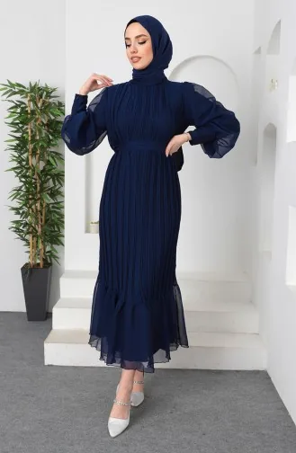 Plissiertes Janjan-Abendkleid 5510-06 Marineblau 5510-06