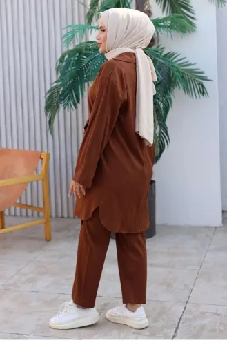 طقم كيمونو مفصل بربطة بني 1225 613