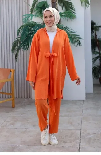 Gedetailleerde Kimonoset Met Stropdas Oranje 1225 614