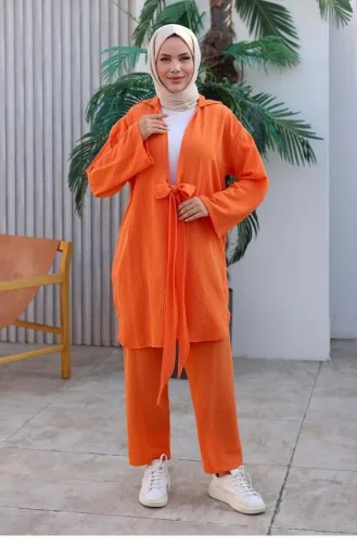 Gedetailleerde Kimonoset Met Stropdas Oranje 1225 614