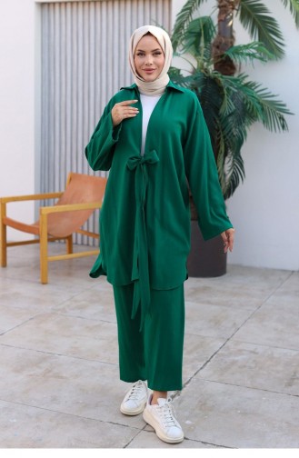 Ensemble Kimono Détaillé à Nouer Vert 1225 615