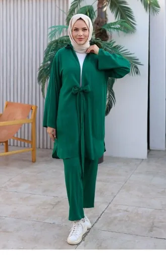 Ensemble Kimono Détaillé à Nouer Vert 1225 615