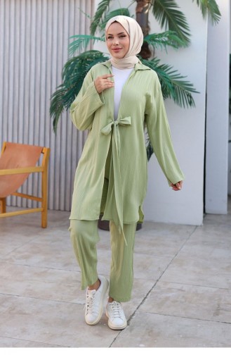 Kimono-Set Mit Krawattendetail Mintgrün 1225 616