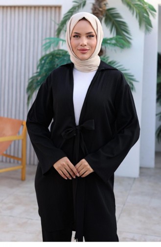 طقم كيمونو بتفاصيل ربطة عنق أسود 1225 617